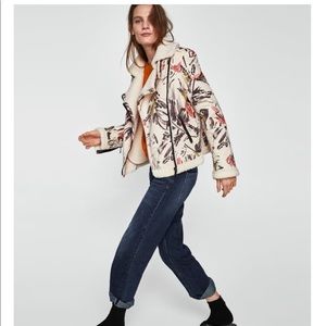 zara printed jacket